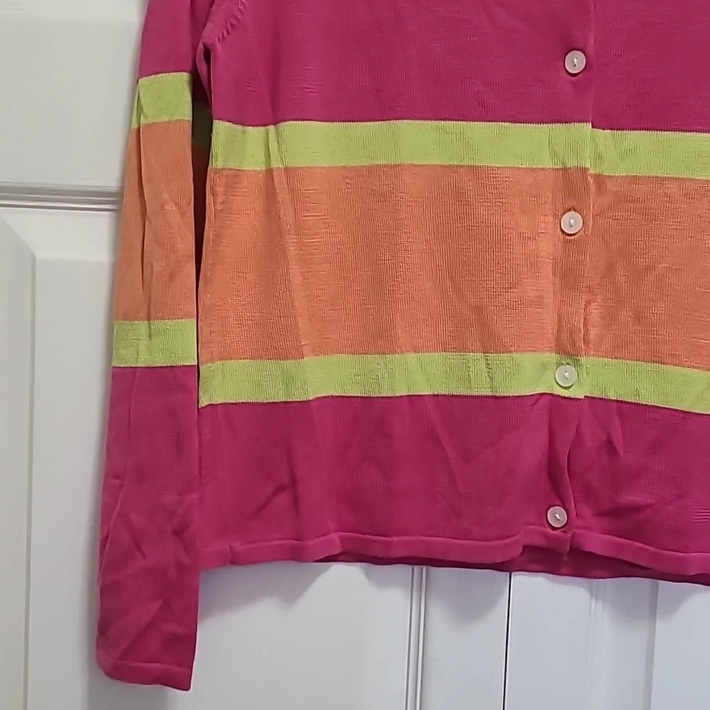 Vtg Silk Cotton Blend Colorful Striped Caridgan size‎ 8